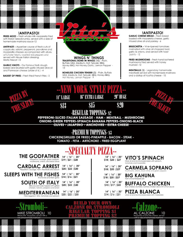 Vito's Pizzeria Menu image 1